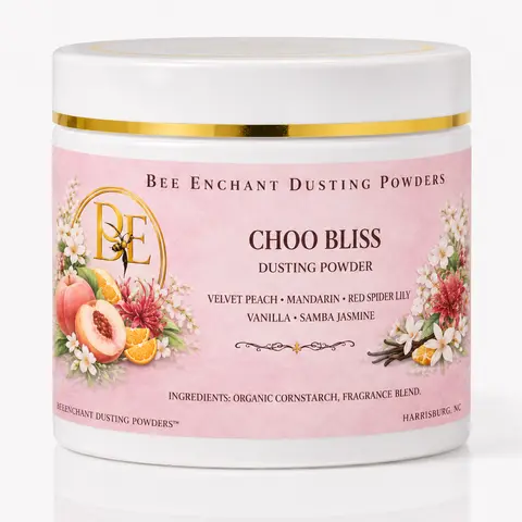 Bee Enchant's Choo Bliss Custom Body Dusting Perfume Powder- Scented - Finely Milled powder Talc-Free Fragrance Vanilla Daily-Natural shower powder Cosmetic Skin Repair, body powder- perfume powder- dusting body powder, luxury powders
