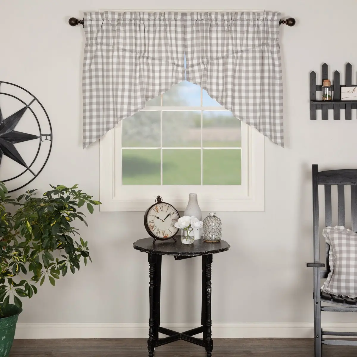 Grace Ann Buffalo Check Prairie Swag Curtains