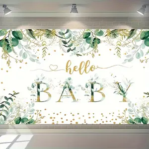Eucalyptus Leaf Banner, Baby Shower Decoration, Neutral Newborn Photography Backdrop, Party Decorations, No Power Needed
