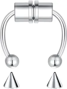Nose Rings Hoops Fake Nose Ring Fake Septum Fake Lip Rings Fake Septum Piercing Fake Nose Piercing Fake Nose Hoop Double Hoop Nose Ring Fake Double Nose Ring Nose Cuffs Faux Nose Rings Clip On Cartilage Hoop Earring 1 pcs
