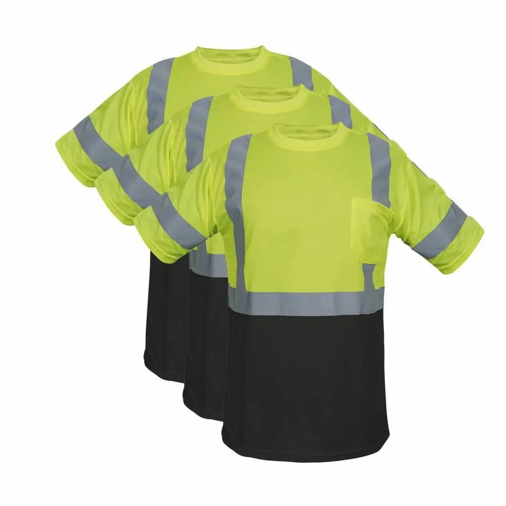 High Visibility Safety Shirt ,Reflective Short Sleeve T-Shirt Breathable Hi-Vis Workwear for Construction Warehouse with 360° Visibility & Manufacturer Warranty