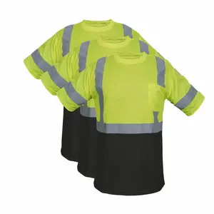 High Visibility Safety Shirt ,Reflective Short Sleeve T-Shirt Breathable Hi-Vis Workwear for Construction Warehouse with 360° Visibility & Manufacturer Warranty