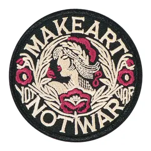 Make Art No War Embroidered Patch, Floral Embroidery Appliques, Back Adhesive Iron-On, Suitable for Clothes Jackets Hats Accessories, 1 Piece, Floral Embroidery Design, Flower Embroidery
