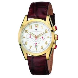 212 MAIN Men's Fashion Watch - Charles-Hubert Paris Gold-Plated Stainless Steel Chronograph, White Dial, Japanese Quartz Movement, Date Display, Masculine Multi-Function Quartz Watch, Masculine Quartz Watches