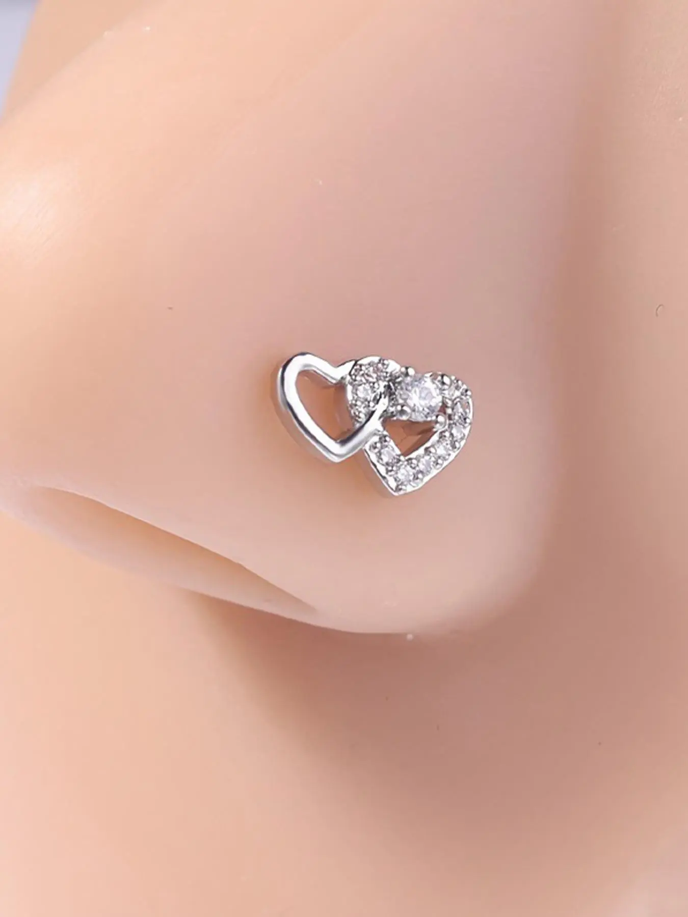 Cute Heart Shaped Nose Stud, Nose Ring Jewelry, Nose Rings L Shaped, L Shaped Nostril Piercing Jewelry, Stainless Steel Hypoallergenic Body Jewelry for Women & Girls