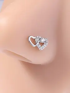 Cute Heart Shaped Nose Stud, Nose Ring Jewelry, L Shaped Nostril Piercing Jewelry, Stainless Steel Hypoallergenic Body Jewelry for Women & Girls