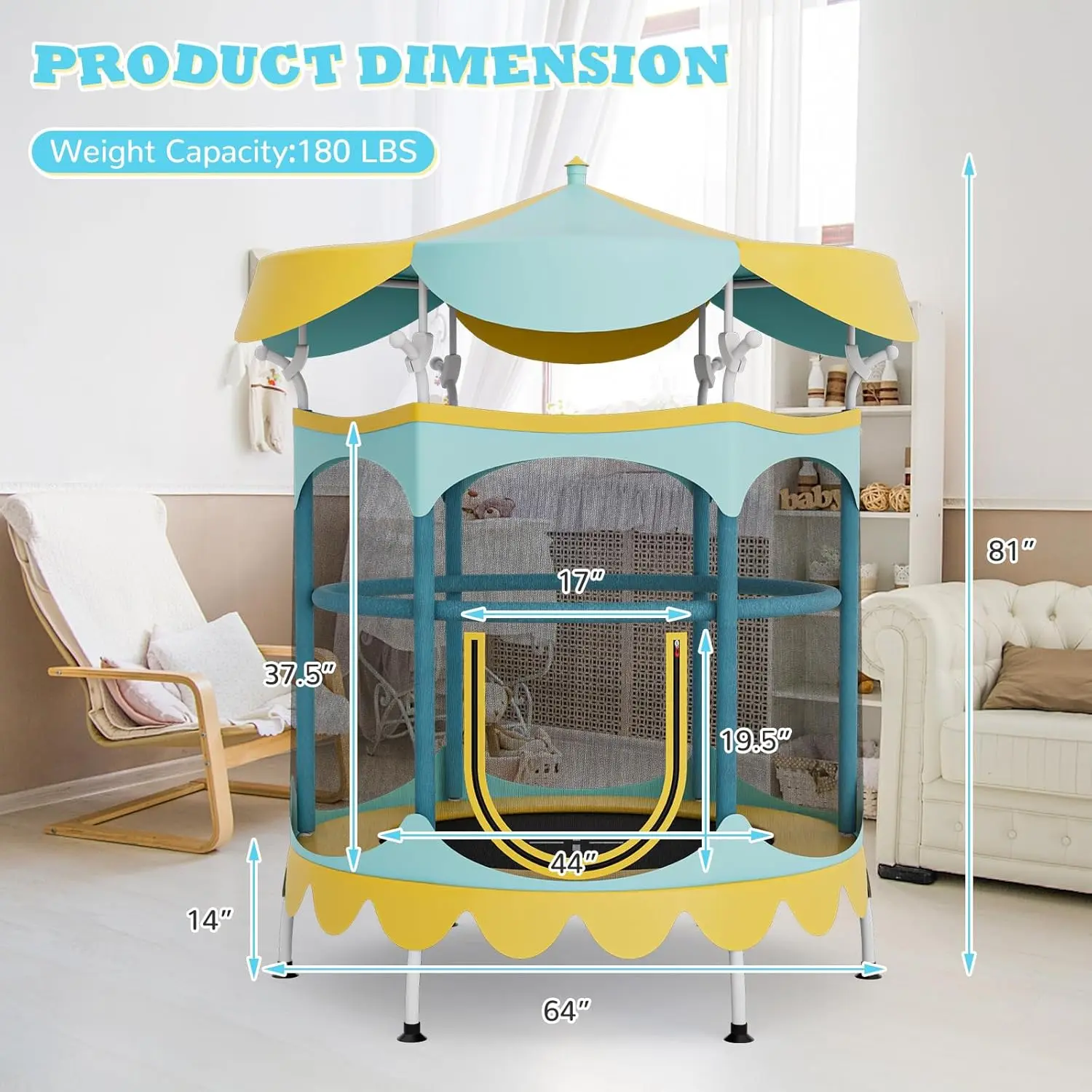 64” Dia. Yellow with Removable Canopy