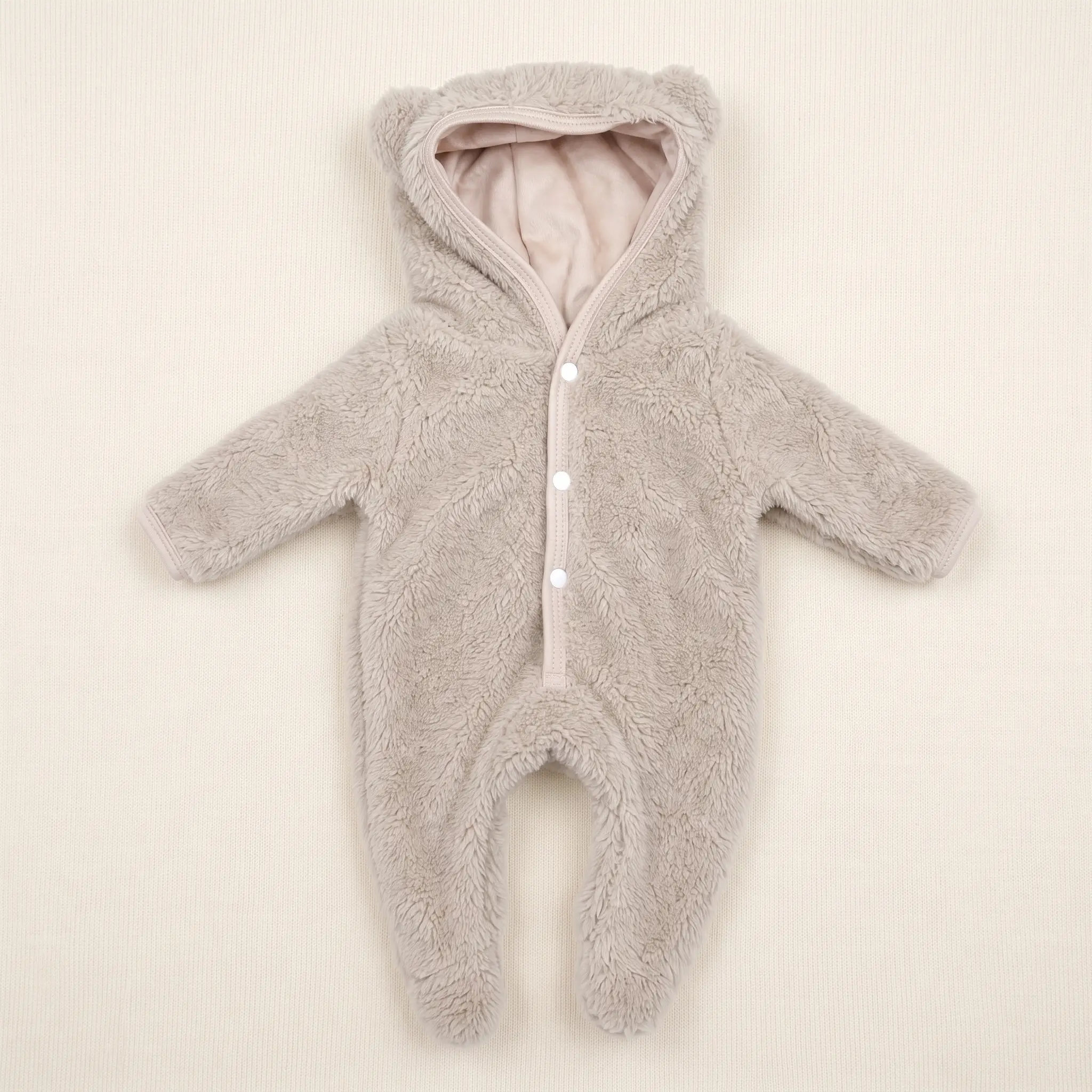 【Colorlizard】Reborn Baby Doll Clothes Warm Fuzzy Teddy Bear Hooded Footed Romper Soft Plush Onesie Jumpsuit Outfit for 18 Inch Realistic Dolls