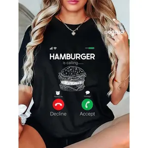 100% Cotton Hamburger Bun Cheeseburger Burger Cheese BBQ Fast Food T-Shirt