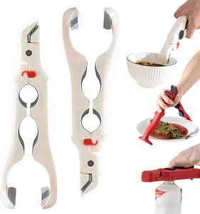 Hot Plate Gripper, Hot Plate Gripper Tongs, Multi-Function Anti-Scald Bowl Clip Lifters with Silicone Non-Slip Handles, Heat-Resistant Plate Holder for Dishes, Pots, and Pan Kitchen Utensils (White)