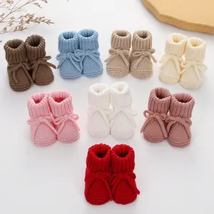 Calsunbaby Baby Boys Girls Knitted Shoes Soft Sole First Walking Socks Comfortable Indoor Booties 0-12 Months