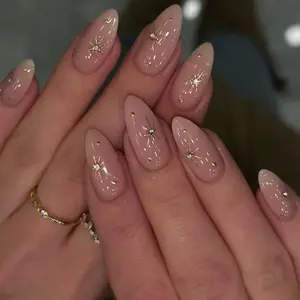 24Pcs Luxury Gold Foil Star Nails Nail Decorations For Daily Wear Nail Art Diy Nail Art Products