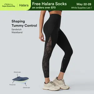 Halara UltraSculpt High Waisted Tummy Control Contrast Lace Shaping Training Leggings with Pockets#TikTokShopSpringGlowUp