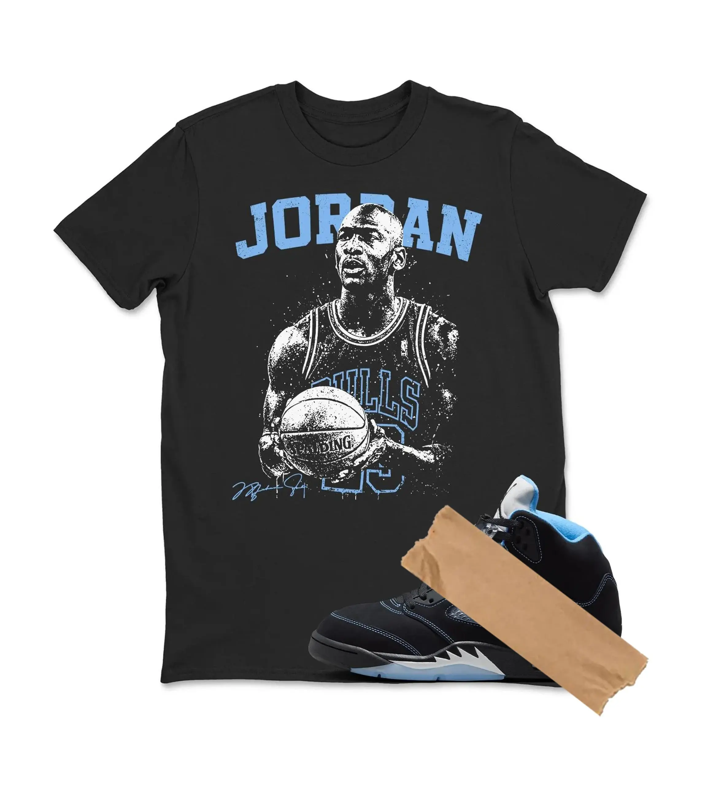 MJ GOAT Graphic Shirt To Match 5 Black Uni Blue White, 5 Black Uni Blue White Matching Shirt, 90s HipHop Unisex T-Shirt, Gift For Women and Men, Best Gift