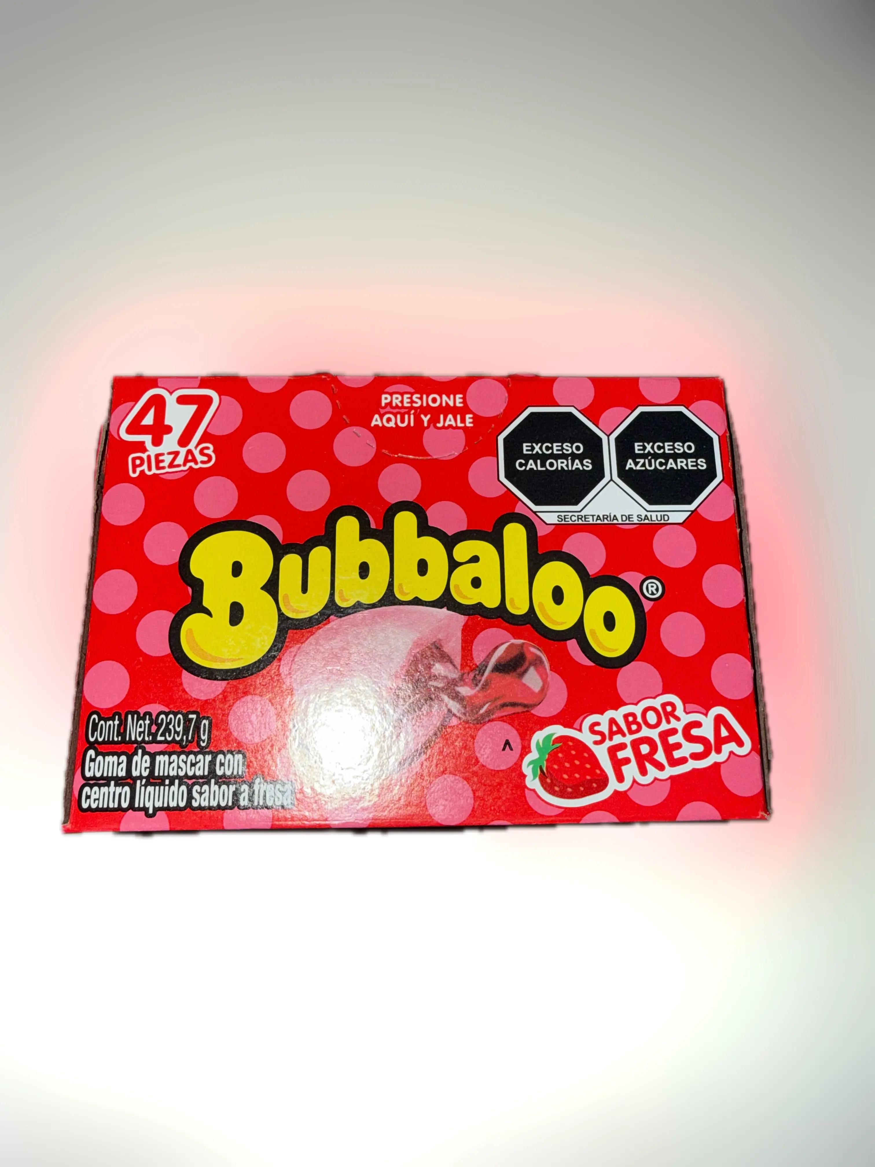 Bubbaloo Fresa 47 piezas, 239.7 g Liquido Sabor Fresa | Bubbaloo Strawberry Flavor Liquid-Filled Chewing Gum – 47 Pieces, 8.46 oz (239.7 g) – Mexican Candy