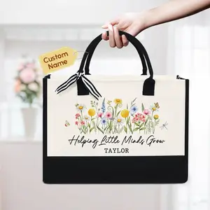 TEACHER APPRECIATION GIFTS - Personalized Teacher Tote Bag - Custom Teacher Christmas Gift, Tote Bag for School Teacher, Teacher Appreciation Gift