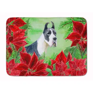 Harlequin Great Dane Poinsettas Machine Washable Memory Foam Mat CK1292RUG