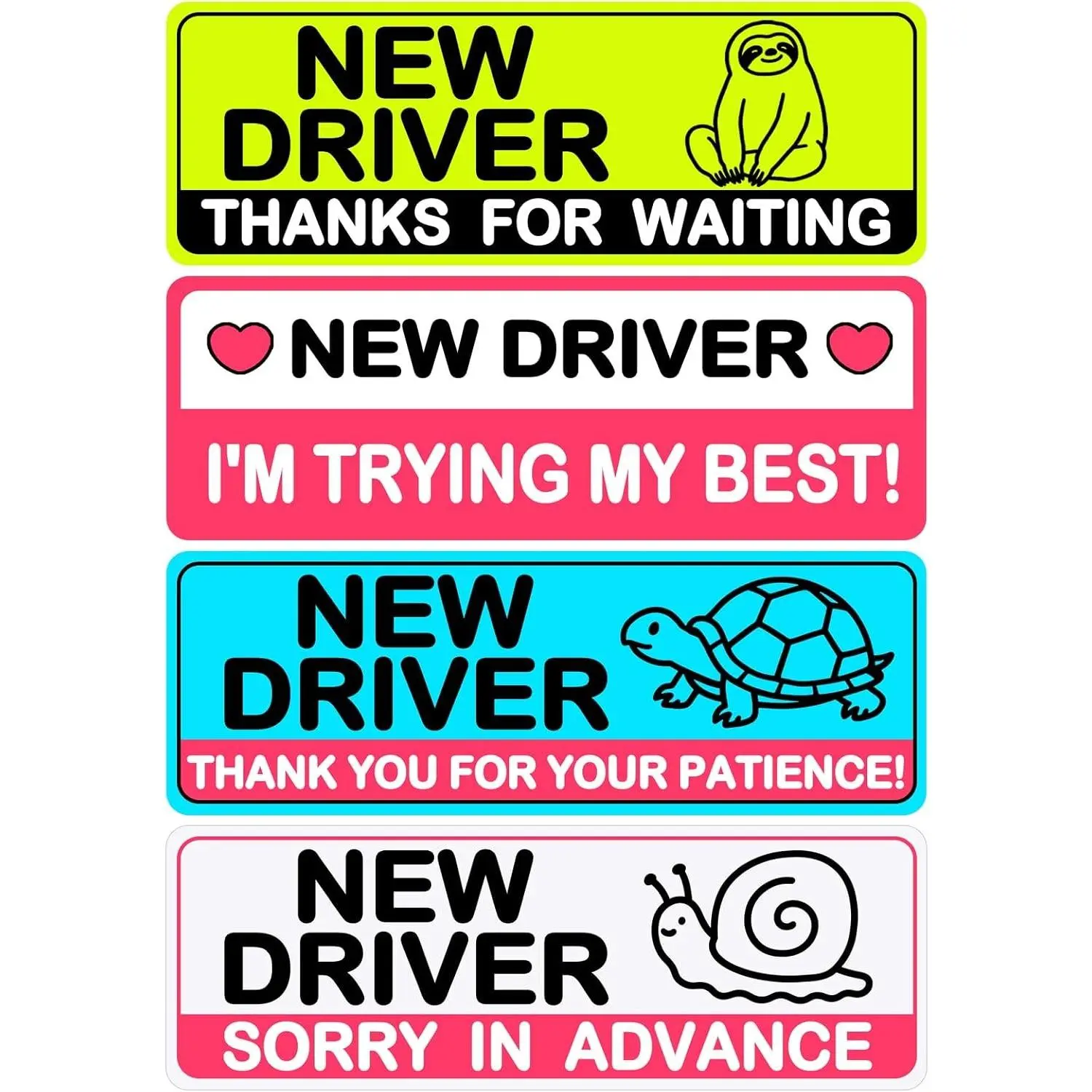 4Pcs Reflective Magnetic Safety Stickers for Student Drivers, Removable Car Magnet Signs, Keep Distance Warning Decals for Novice Drivers