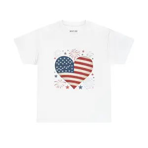 Patriotic Heart Tee, Independence Day Shirt, American Spirit T-Shirt, Fireworks Heart Top, Fourth of July Gift, Unisex Casual Wear