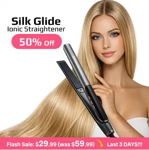 Professional Flat Iron Hair Straightener and Curler 2 in 1, Titanium Flat Iron for One-Pass Wonder 10S Fast Heat Up, Glide & Shine Straightener with Dual Voltage (1.18 Inch), Negative Ions Frizz-Free Shine, Silky on Contact, for Straightening & Curling