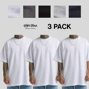 3 PACK SHAKAWEAR Men's Max Heavyweight Short Sleeve T Shirts Shaka Wear Crewneck T Shirt Heavyweight Casual Cotton Tee Hip Hop Basic