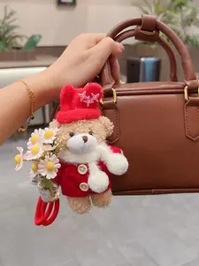 Kawaii Teddy Bear Keychain, Cute Dressed Up Bear Plush Bag Charm, Soft Fluffy Stuffed Pendant, Perfect Gift for Her, Backpack Car Key Decor