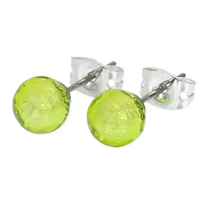 Glass Of Venice Murano Glass Tiny Stud Earrings - Apple Green