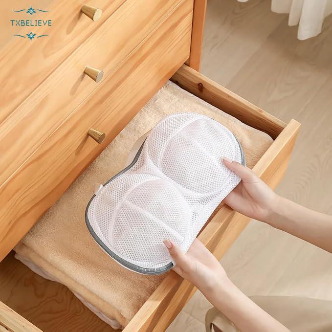 Home bra laundry bag, spherical protective laundry bag, suitable for machine washing, anti-deformation bra bag (Blue/Grey)