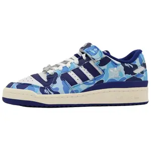 Adidas Forum Low 84 '30th Anniversary - Blue' x BAPE Men's Limited Edition Streetwear Sneakers with Round Toe and Laces for All Seasons