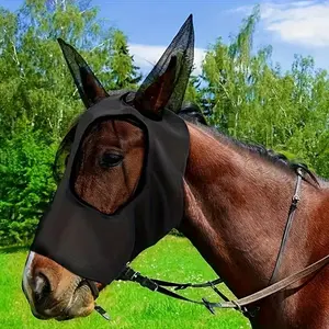 Fly Mask for Horses with Ears in, Ear Coverage, UV Protection and Breathable Stretch Fabric, Ideal for Large and Medium Horses, Durable Stitching and Secure Fit for Outdoor Sun Protection
