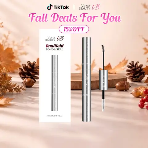 VEYESBEAUTY DualHold 2-in-1 Bond + Seal Tube Lash Glue (7ml+7ml, 14ml Total) - Non-Toxic, High Water-Resistant, Long-Lasting Cosmetic Adhesive with Dual Functionality for DIY False Eyelashes Self-Application, Exercising