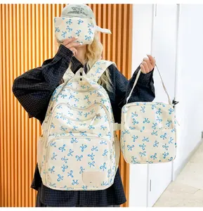 Cute Bow Backpack for Teens – Lightweight School Bag with Dual Shoulder Straps| Fits 13" Laptop or Tablet, Pastel Colors| Trendy Campus Backpack for School, Travel & TikTok OOTDs