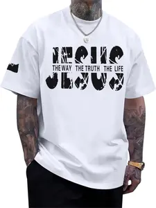 Christian Jesus Faith Shirts for Men God Religious Cross Bible Verse Inspirational Shirt Oversized Graphic Tees Tops
