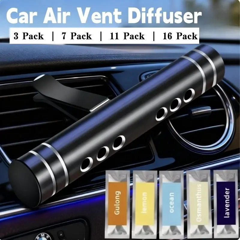 Car Air Freshener Vent Clip, Long-Lasting Scent Car Interior Accessory, Essential Car Deodorizer, Must-Have Car Care Product｜Car Air Freshener Vent Clip | Long Lasting Fragrance for Auto Interior｜1 alloy fragrance diffuser+2/6/10/15 replacement core