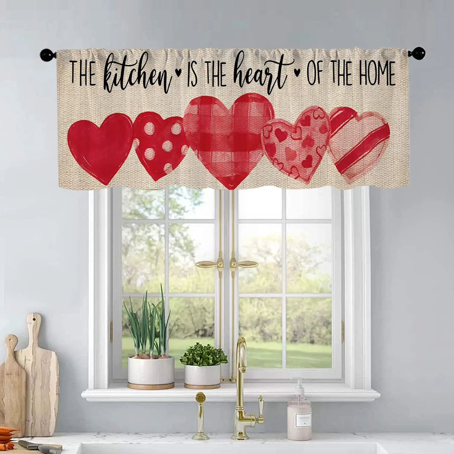 1pc Five Abstract Hearts kitchen curtains living room bedroom bathroom home decoration 54 * 18 inches
