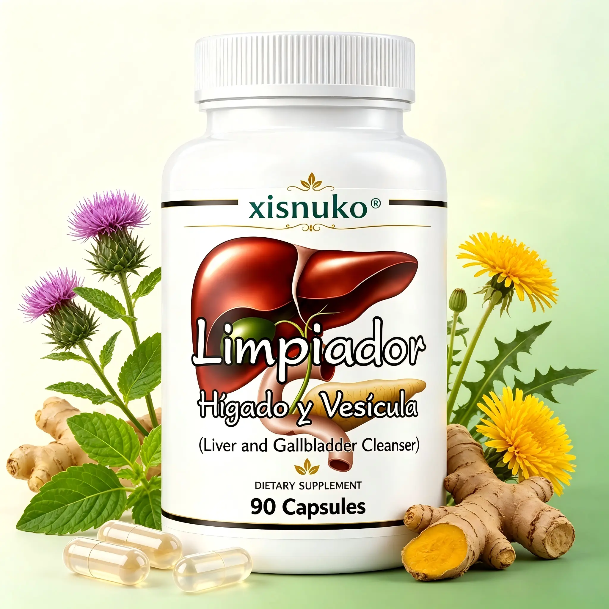 XISNUKO Liver & Gallbladder Support Herbal Supplement with Boldo, Milk Thistle, 90 Vegetarian Capsules for Liver Health & Gallbladder Wellness gado y f