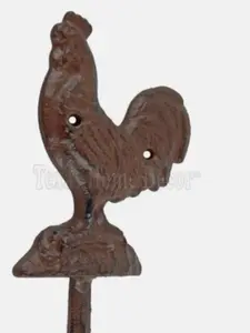 Rooster Key Wall Hook Towel Hat Coat Hanger Rustic Cast Iron Antique Style