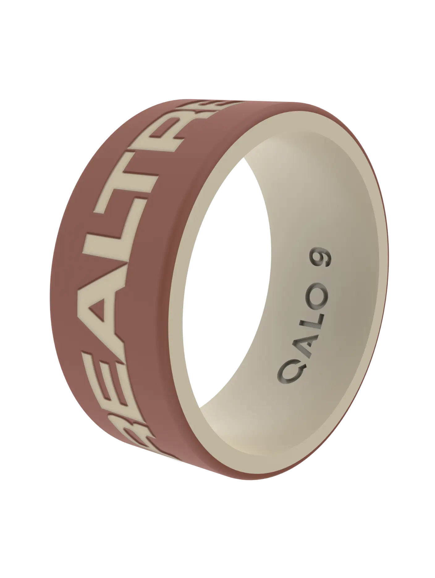 Men's Silicone Round Ring in Mahogany Khaki Strata, Flexible Band for Outdoor Adventure and Real-Life Wear, Authentic Grit