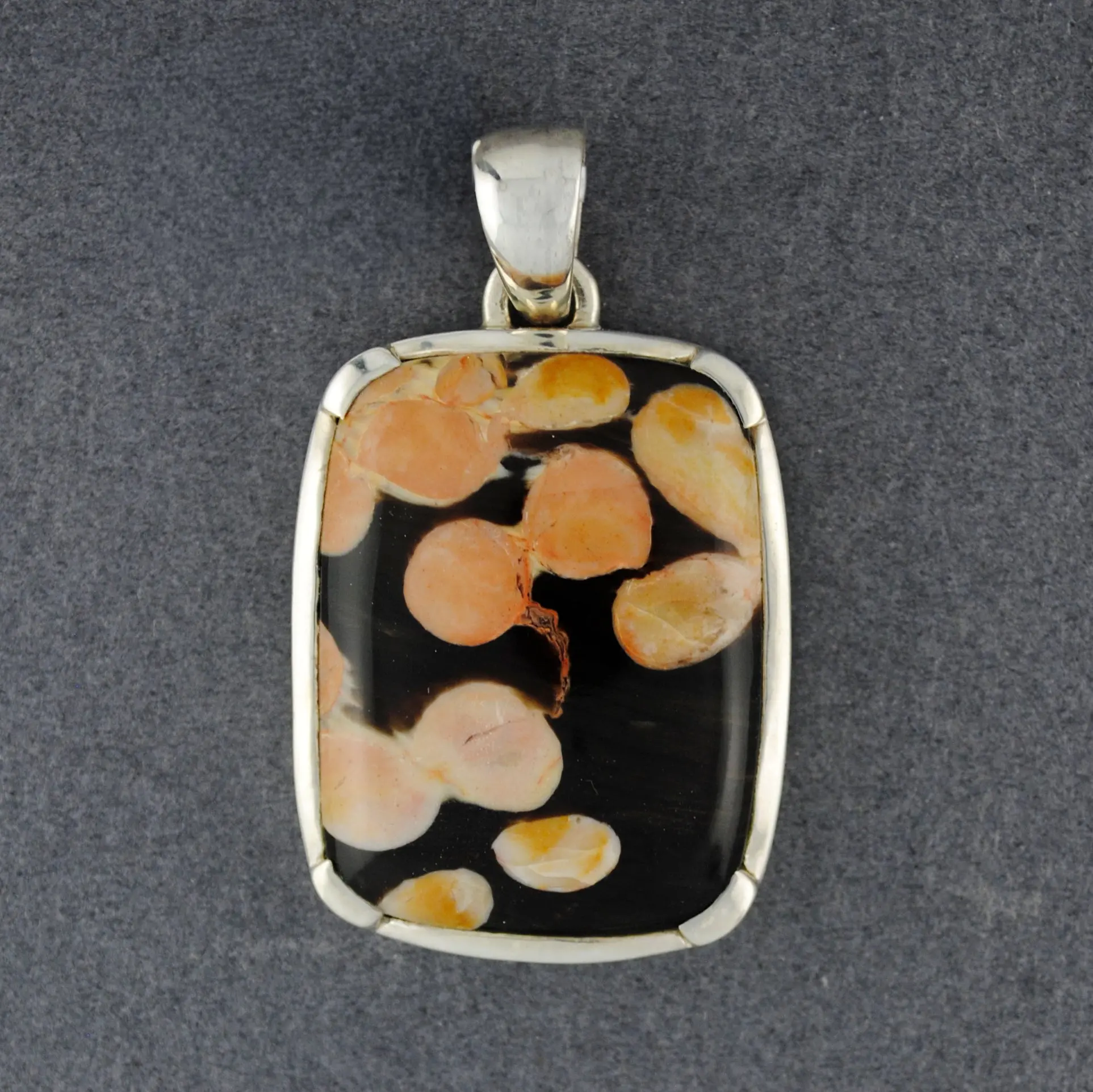 Sterling Silver Peanut Wood Large Rectangle Pendant