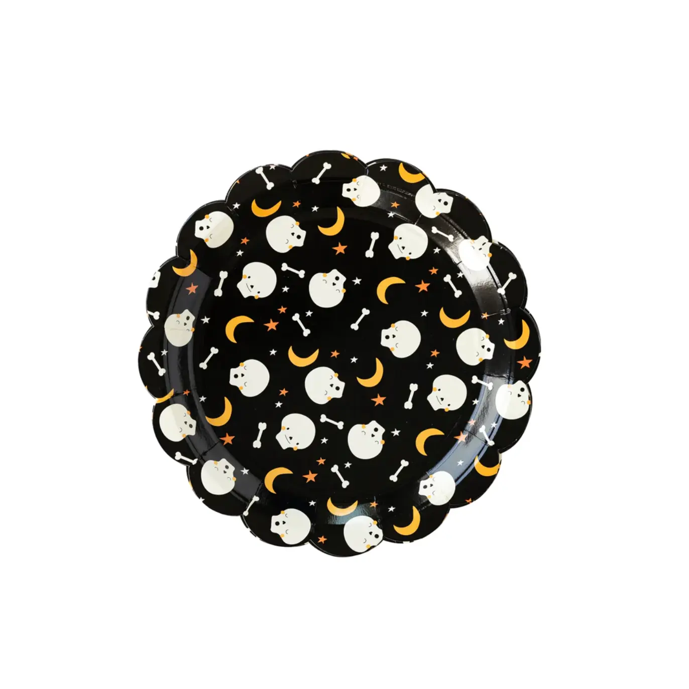 9" Halloween Skull & Moon Scalloped Party Plates (8-Pack)