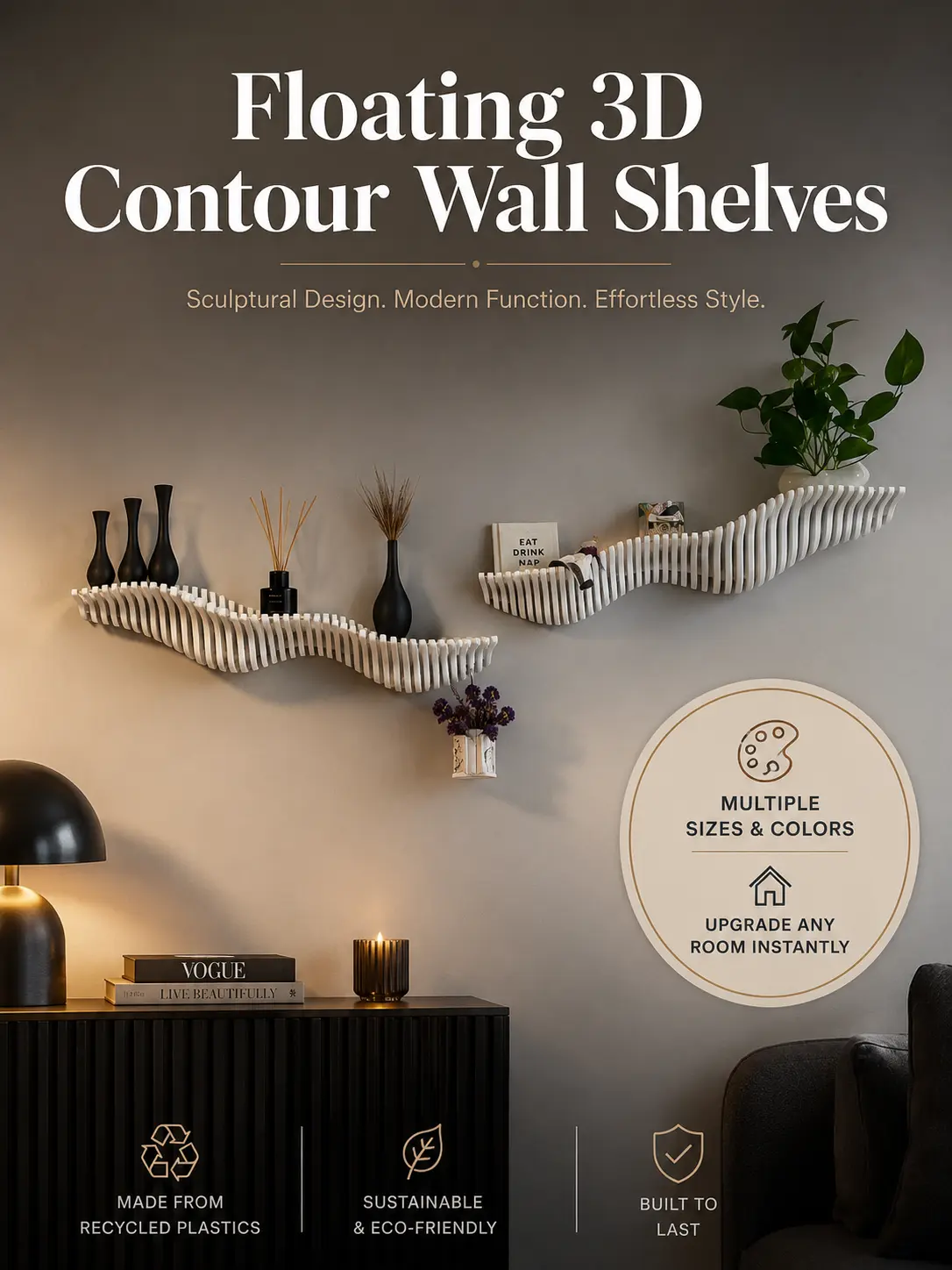 Floating 3D Countour Wall Shelf | Modern Living Wall Decor Floating 3D Countour Wall Shelf | Modern Living Wall Decor