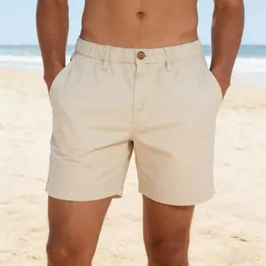 Name 5.5 Inch Cotton Casual Wear Shorts Mesh Fabric Pockets Zipper Comfortable Fit Ideal for Men Tropical Wetsuit Belt Spandex Menswear Plain Beige