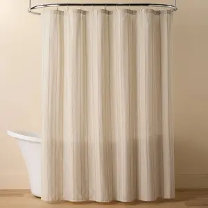 Vertical Stripe Shower Curtain Green/Cream - Hearth & Hand with Magnolia