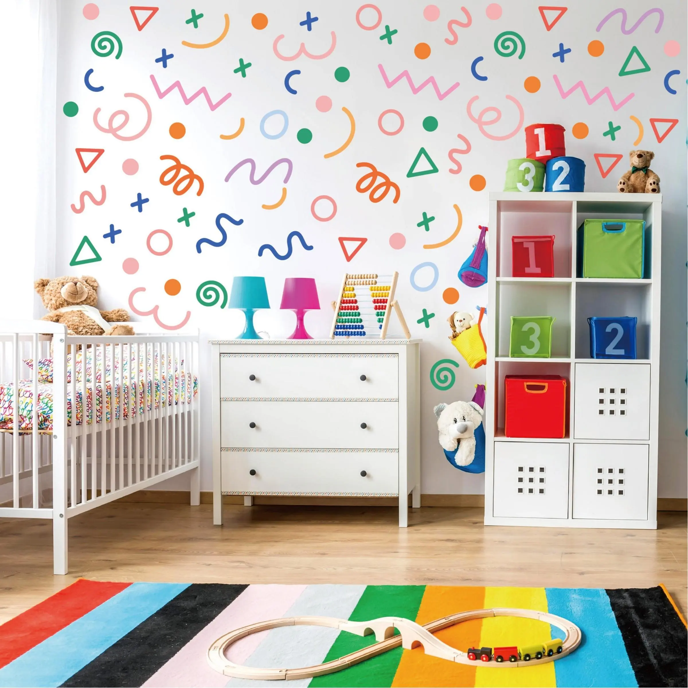Irregular Geometric Decals, 10 Sets Colorful Cartoon Wall Stickers, Peel & Stick Reusable Shapes for Creative Nursery Design, Decorative Sticker Decorations, Interior Stickers, Self Adhesive Stickers