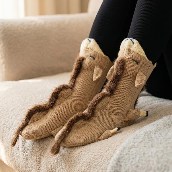 BOFFWAM Animal Knit Socks, Cute Plush Fuzzy Socks for Women Men, Novelty Animal Paw Socks, Soft Warm Cozy Slipper Socks, Cute Cartoon Socks, Funny Socks Gift for Teens Adults, Home Lounge Sleeping Socks, Kawaii Animal Socks