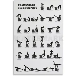 Pilates Poster,Pilates Workout Chart (3) Canvas for Bedroom Living Room Decor 08x12inch(20x30cm) Unframe-style