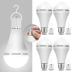 DOB 4 Pack Rechargeable Emergency Light Bulbs Battery Powered Energy Efficient LED 5000K Daylight E26 86-265V 9W 60W Equivalents with 1200mAh for Home Power Outage Camping