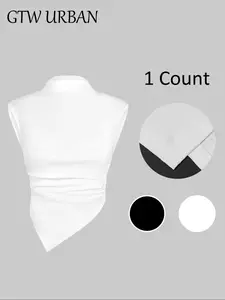 Women's Basic High Neck Sleeveless Top, Casual Slim-Fitting Clothing, Comfortable Daily Wear, Perfect for Layering or Solo Style