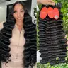 Karlami 12A Grade Raw Human Hair Bundles with 5x5 Closure, 3-4 Deep Wave/Burmese Curly/Body Wave Sew in Bundles, Double Machine Weft, Full & Thick, Tangle Free, Minimal Shedding, Burmese Curly Bundles