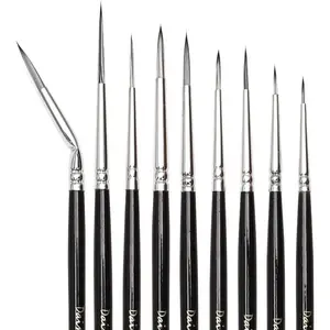 Fine Detail  Brush Set - 9 count Miniature Brushes for Watercolor,  Painting, Airplane Kits, , , Scale Model Painting, Line Drawing